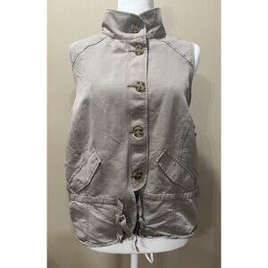 Old Navy Women Drawstring Waist Vest L Gorp Core, Utility, Lagenlook Military